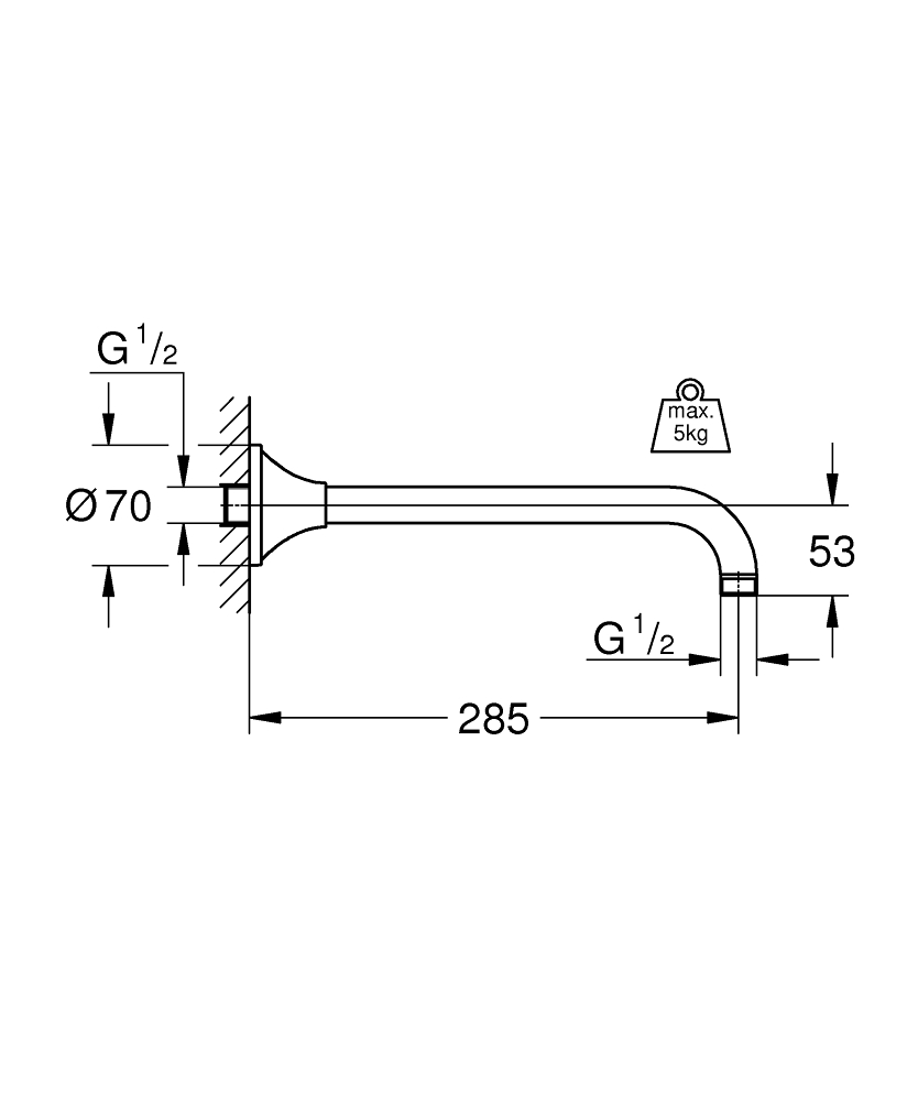 Thanh nối bát sen 285mm Rainshower Grandera GROHE 27986IG0