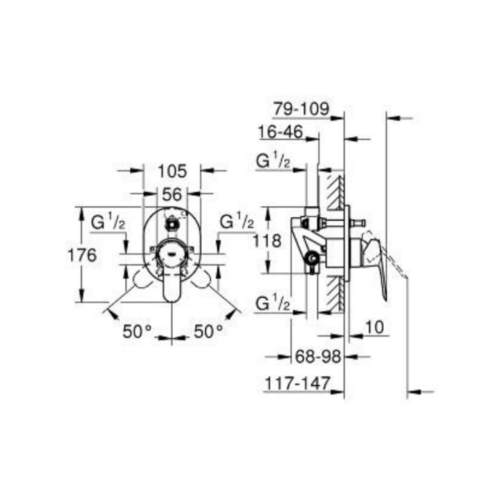 Van nóng lạnh kèm chuyển hướng 2 đường BauEdge GROHE 29063000 - 2