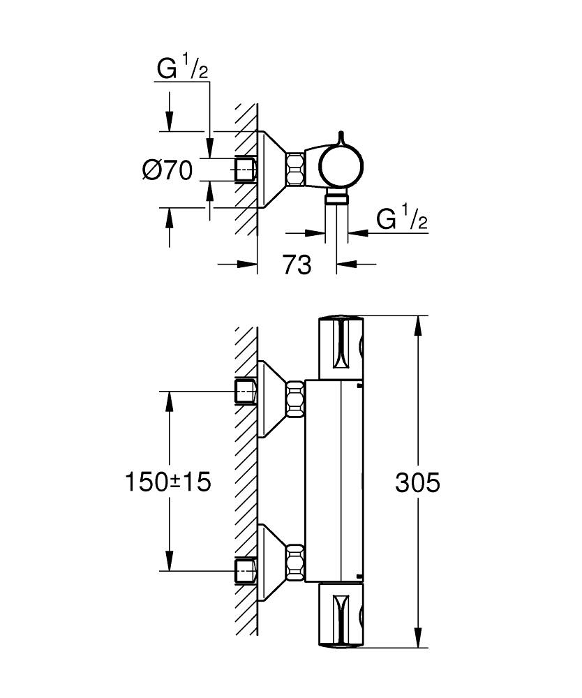 Bộ trộn sen tắm ổn nhiệt Grohtherm 800 GROHE 34558000 - 15