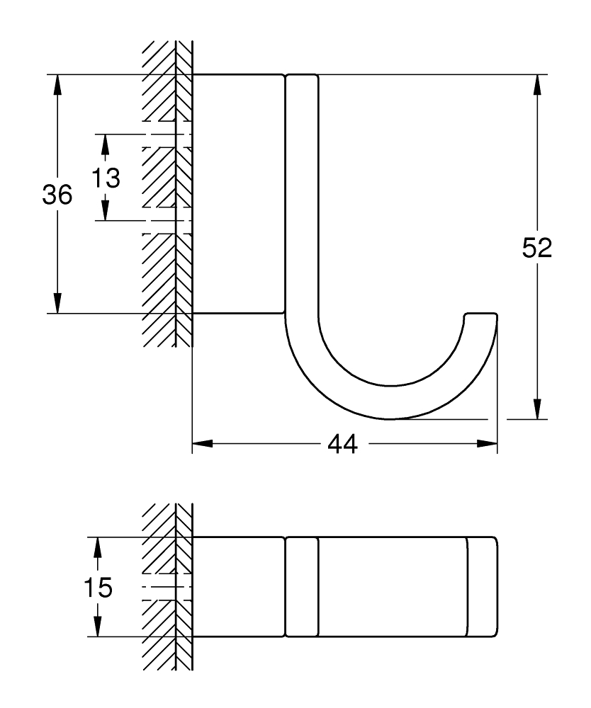 Móc áo đơn Selection GROHE 41039000 - 3