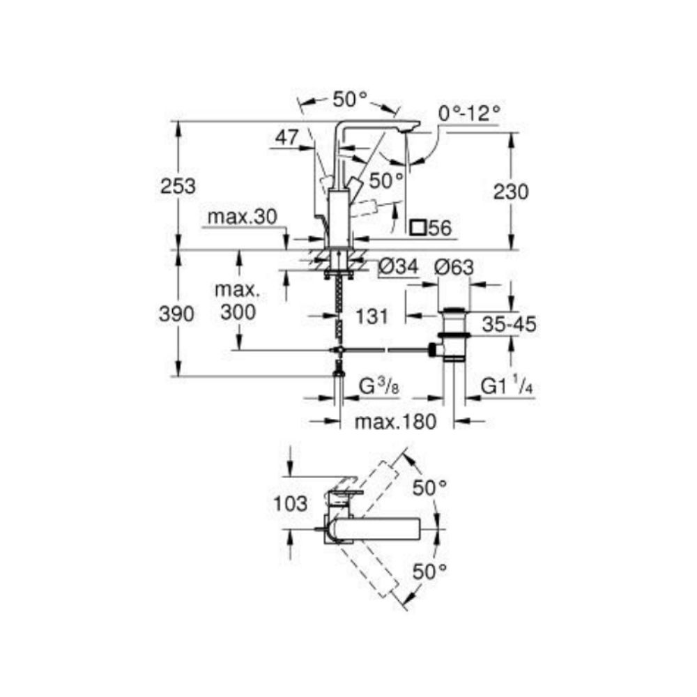 Vòi chậu nóng lạnh Allure L-size GROHE 32146001 - 2