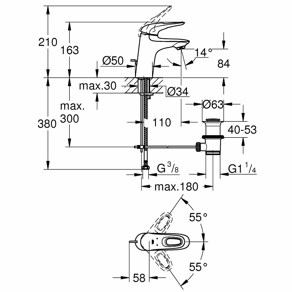 Vòi chậu nóng lạnh Eurostyle GROHE 23564003