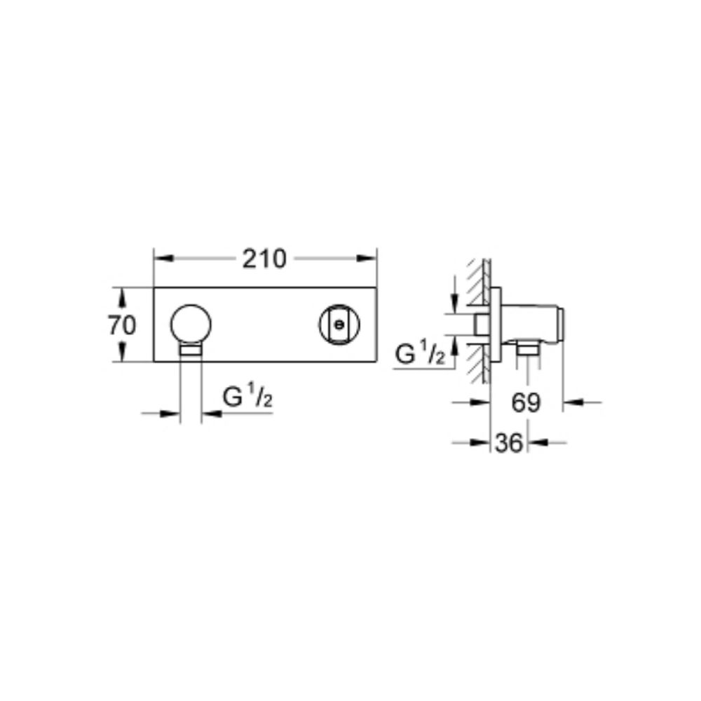 Cút nối tường kèm gác sen Grohtherm F GROHE 26878000 - 2