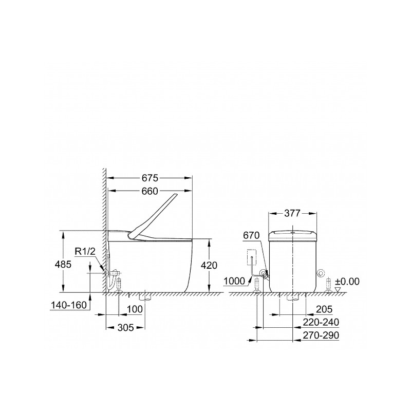 Bồn cầu đặt sàn điện tử Sensia Arena GROHE 39355SH0 - 4