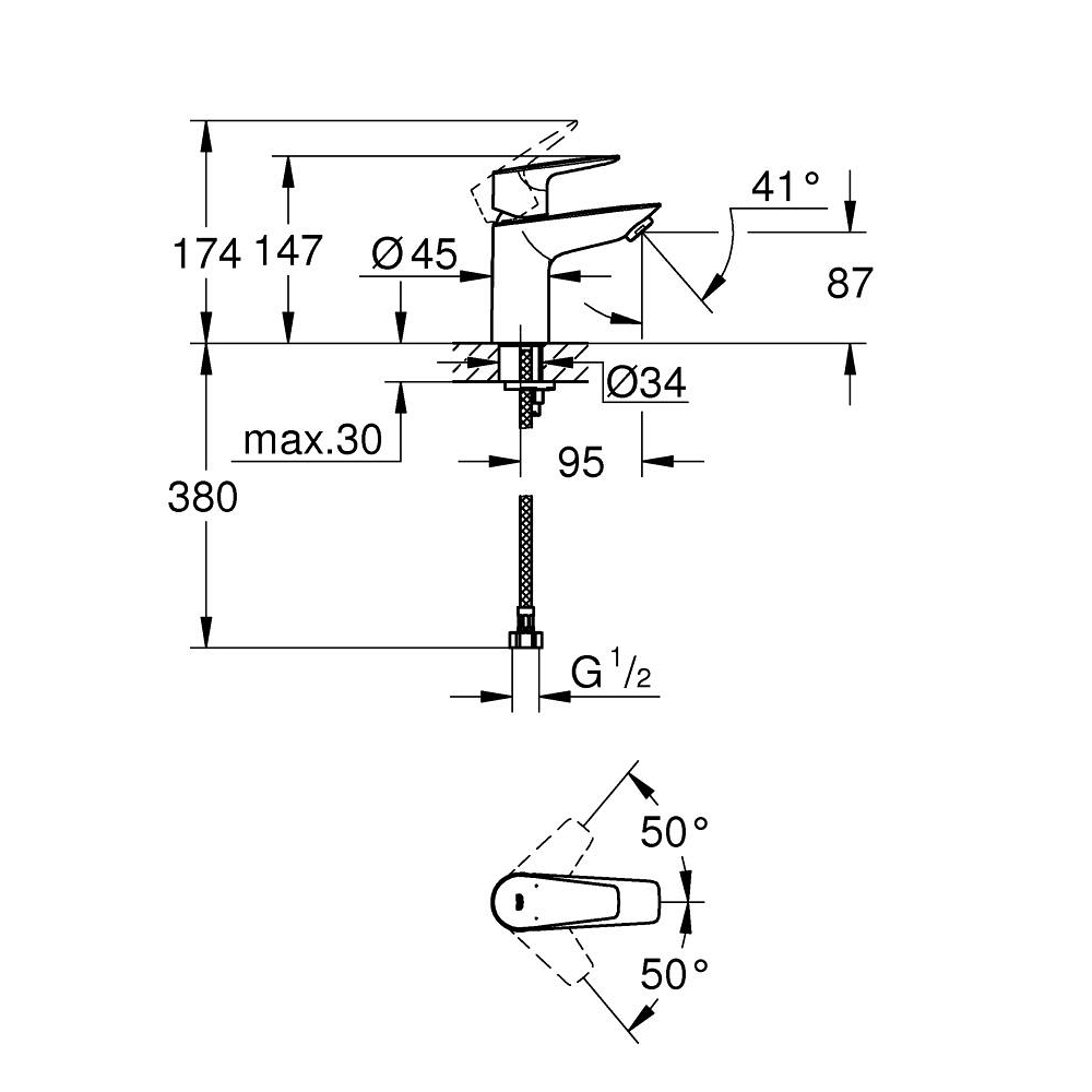 Vòi chậu nóng lạnh BauEdge GROHE 23893001 - 2