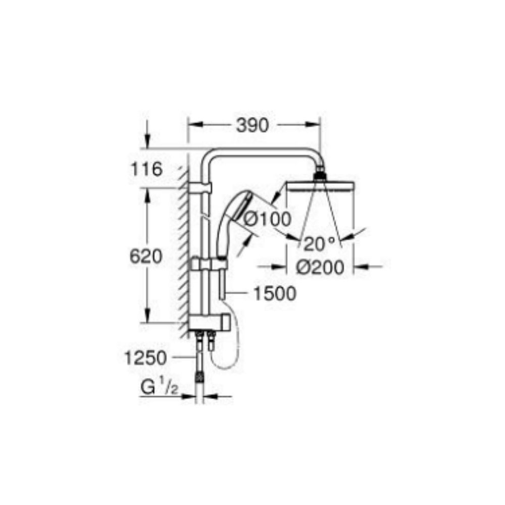 Thân sen cây tắm đứng Tempesta System 200 GROHE 27389001