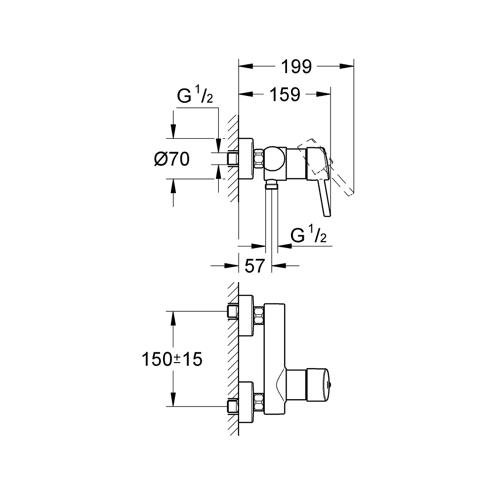 Củ sen tắm nóng lạnh Concetto GROHE 32210001 - 2