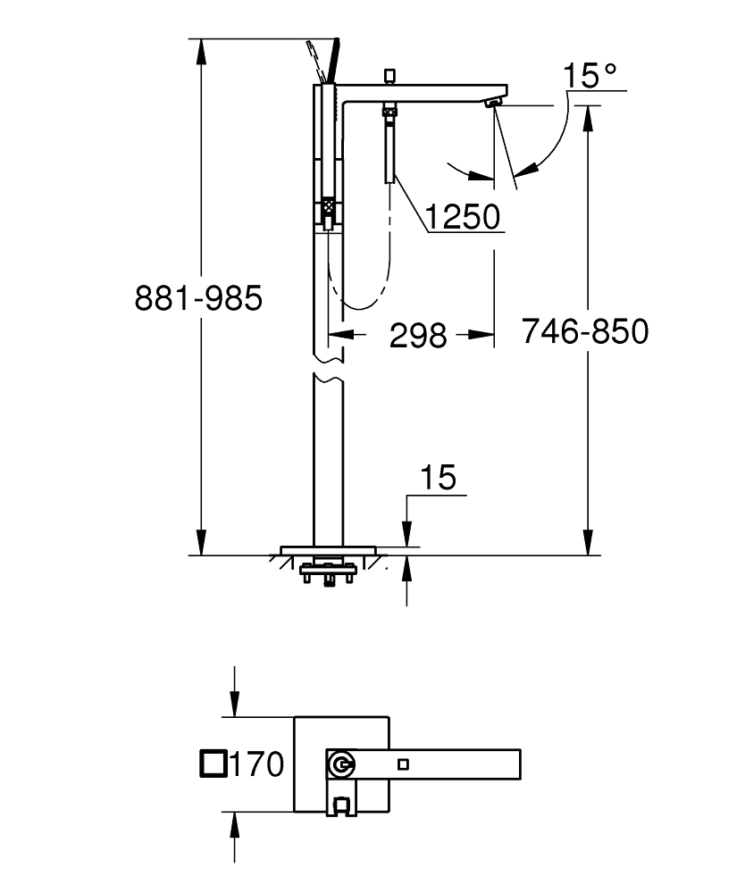 Vòi tắm đặt sàn Eurocube Joy GROHE 23667001