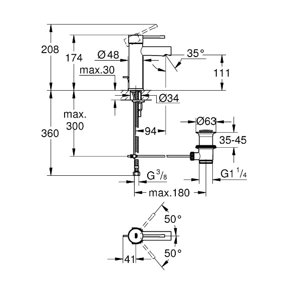 Vòi chậu nóng lạnh Essence New S-Size Grohe 32898001