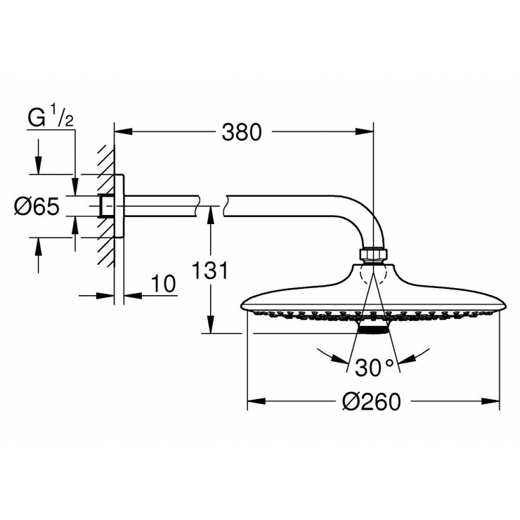 Bát sen gắn tường Euphoria 260 Grohe 26458000 - 2