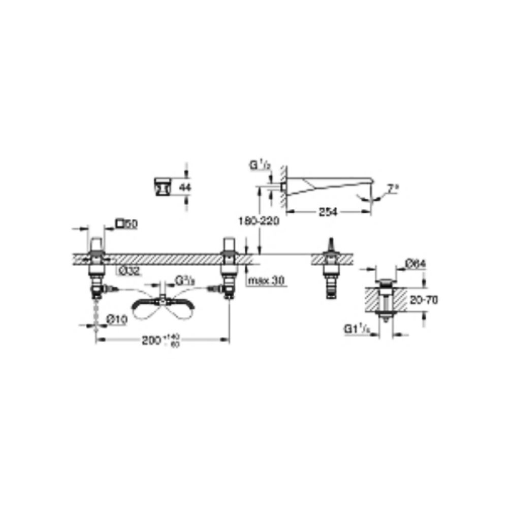 Vòi chậu nóng lạnh 3 lỗ Allure Brilliant GROHE 20635SD0