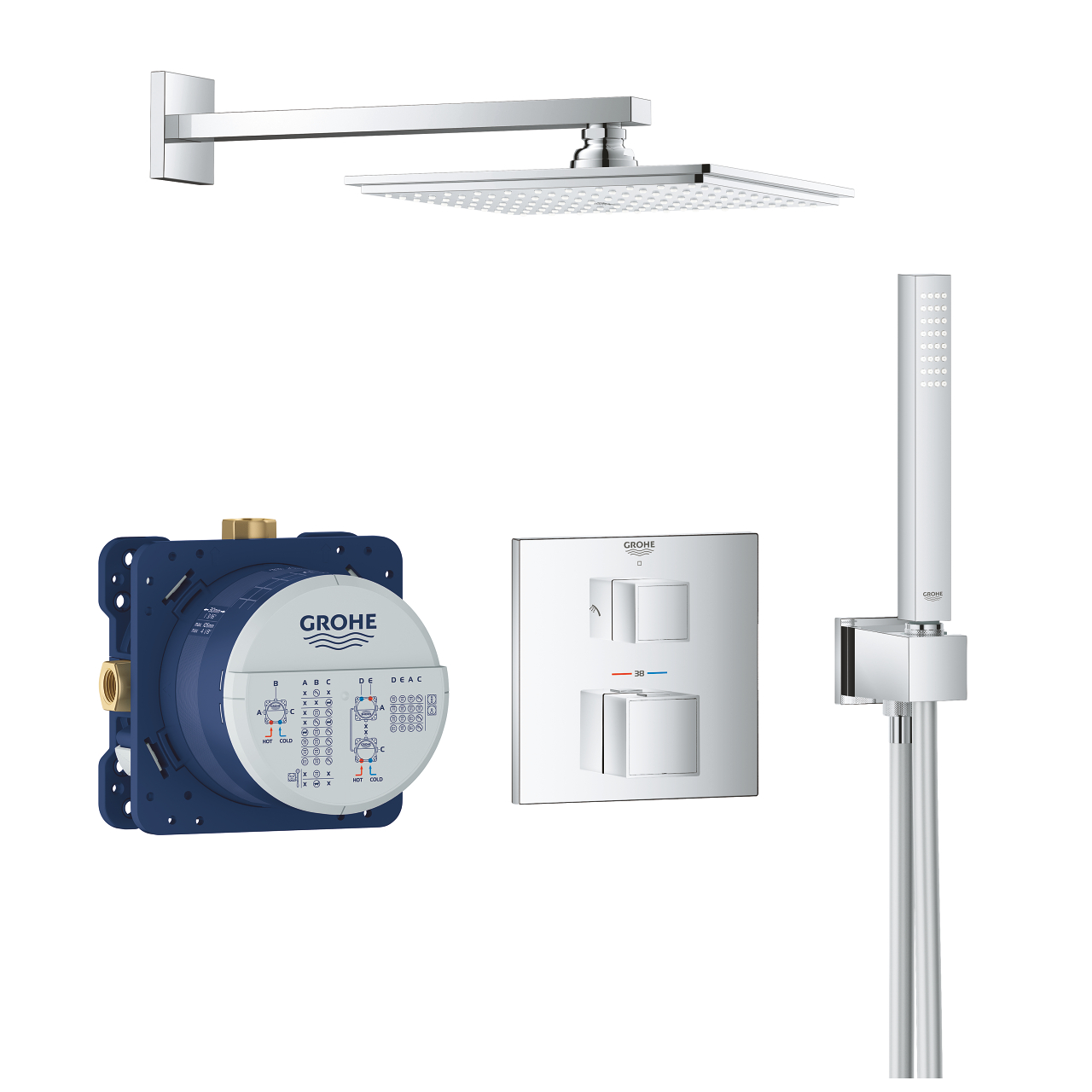 Bộ sen âm tường ổn nhiệt vuông Allure 230 GROHE 34741000