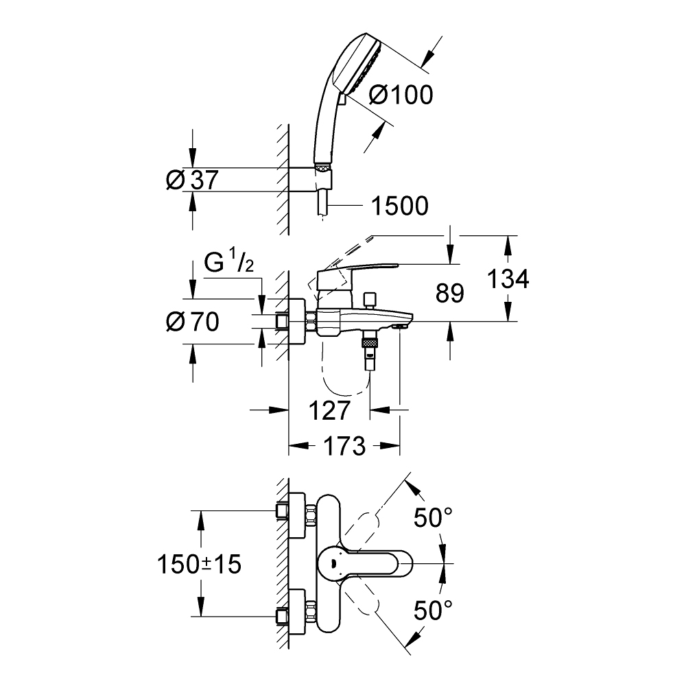 Bộ sen tắm nóng lạnh Eurostyle Cosmopolitan GROHE 3359220A - 2