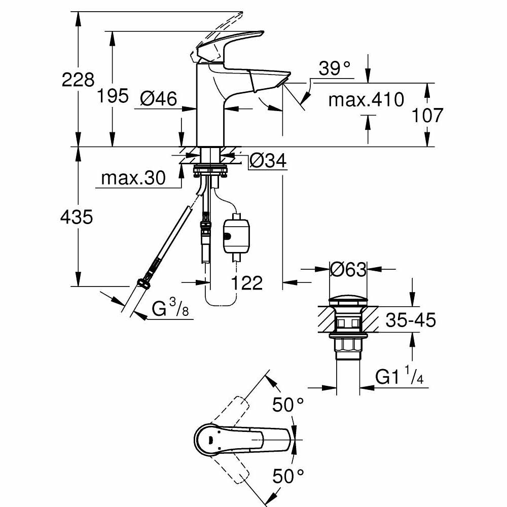 Vòi chậu nóng lạnh Eurosmart GROHE 23976003