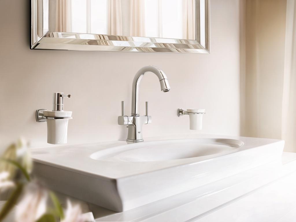 Bộ giá và ly sứ gắn tường Grandera Grohe 40626IG0 - 5