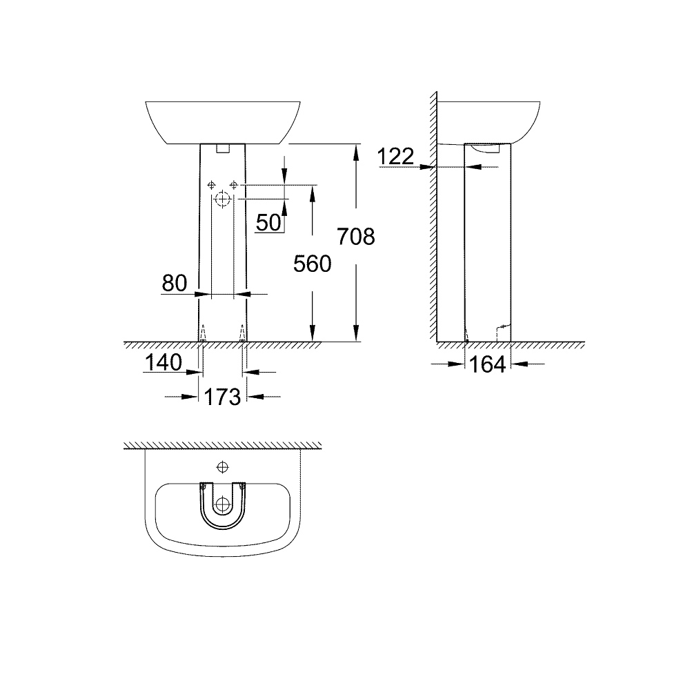 Chân chậu lavabo dài Bau Ceramic GROHE 39425000 - 2