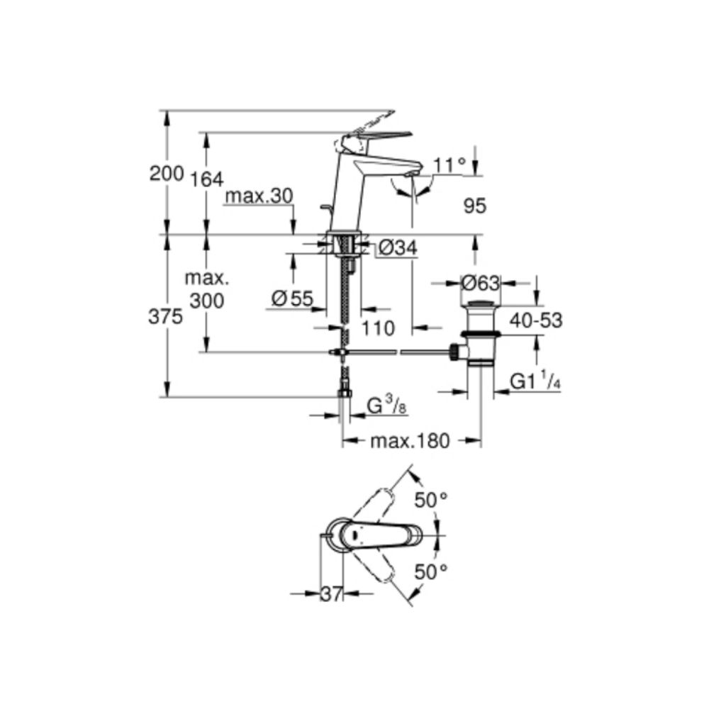 Vòi chậu nóng lạnh Eurodisc Cosmopolitan S-size GROHE 23049002 - 2