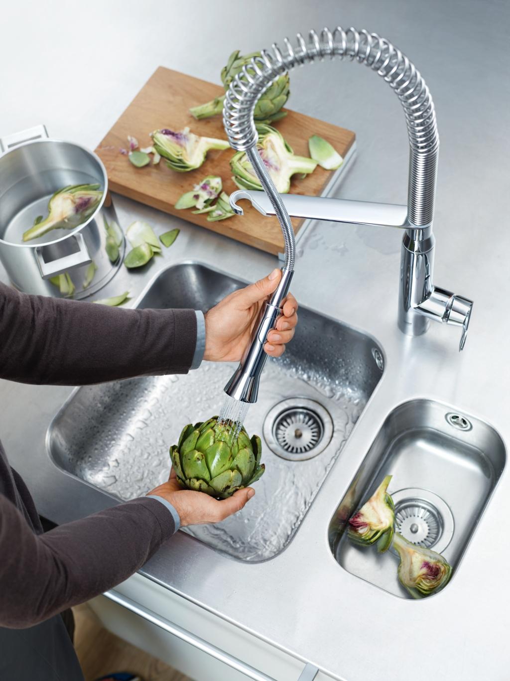 Vòi bếp dây rút nóng lạnh K7 Grohe 32950000 - 15