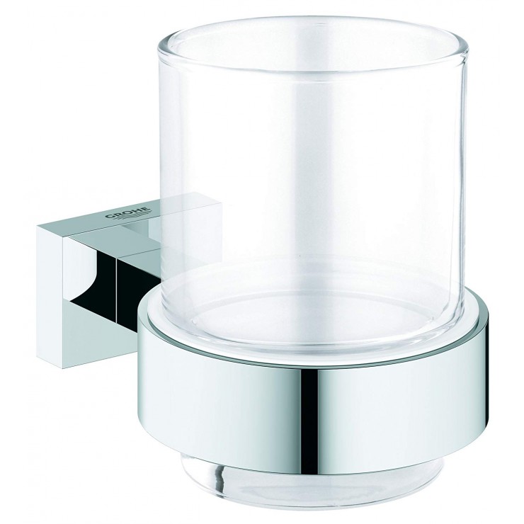 Bộ giá và ly thủy tinh gắn tường Essentials Cube GROHE 40755001