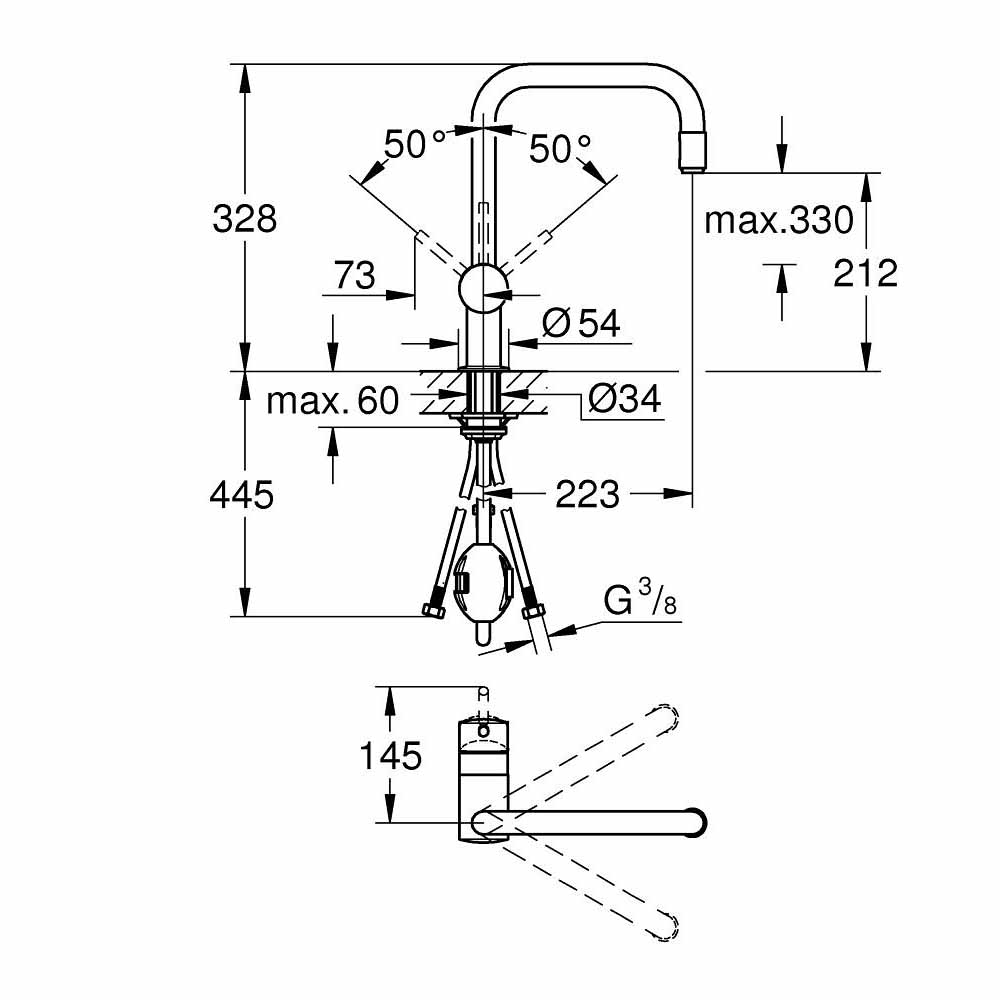 Vòi bếp dây rút nóng lạnh Minta GROHE 32067000 - 2
