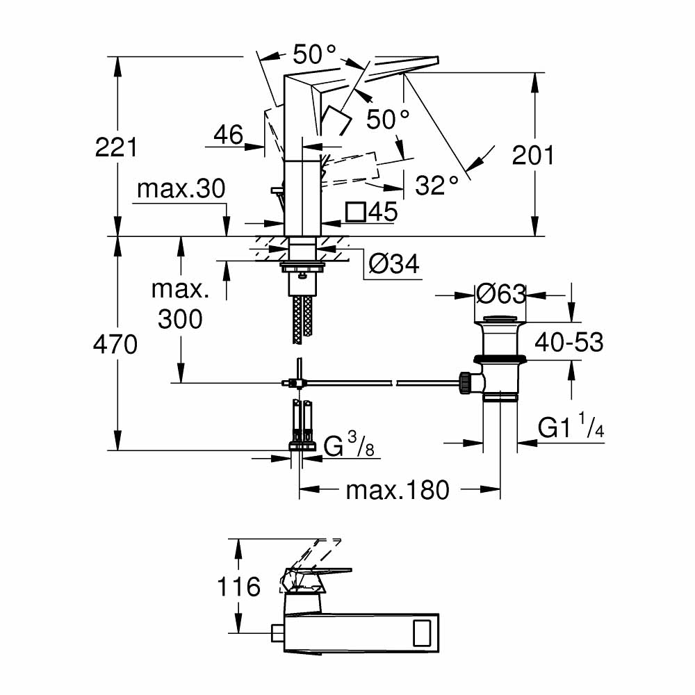 Vòi chậu nóng lạnh Allure GROHE 23109000 - 3