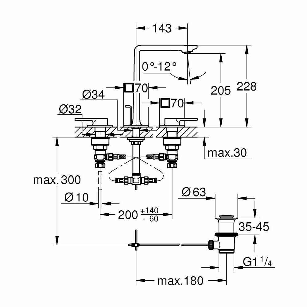 Vòi chậu nóng lạnh 3 lỗ Allure GROHE 20188001 - 4