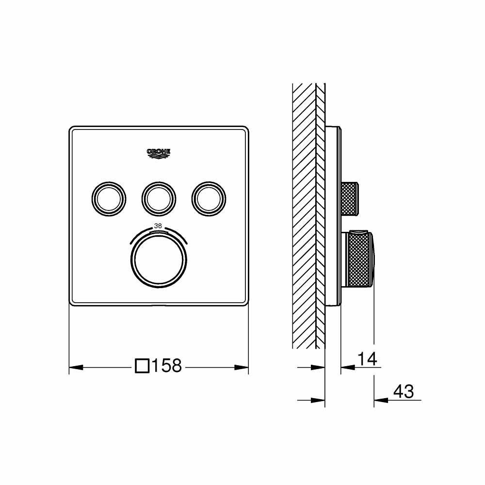 Van nhiệt độ kèm chuyển hướng 3 đường Grohtherm SmartControl GROHE 29157LS0 - 2