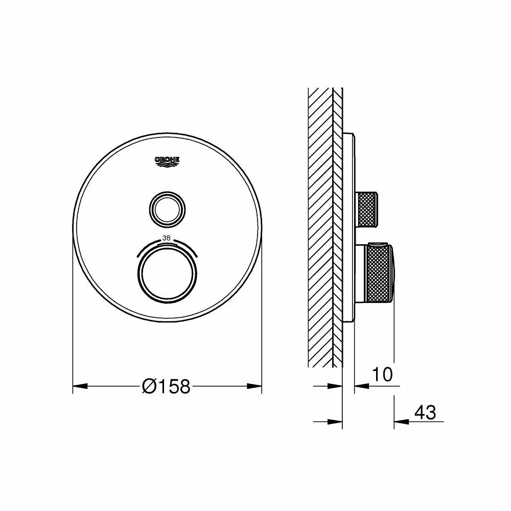 Van nhiệt độ kèm van khóa Grohtherm SmartControl GROHE 29118000 - 2