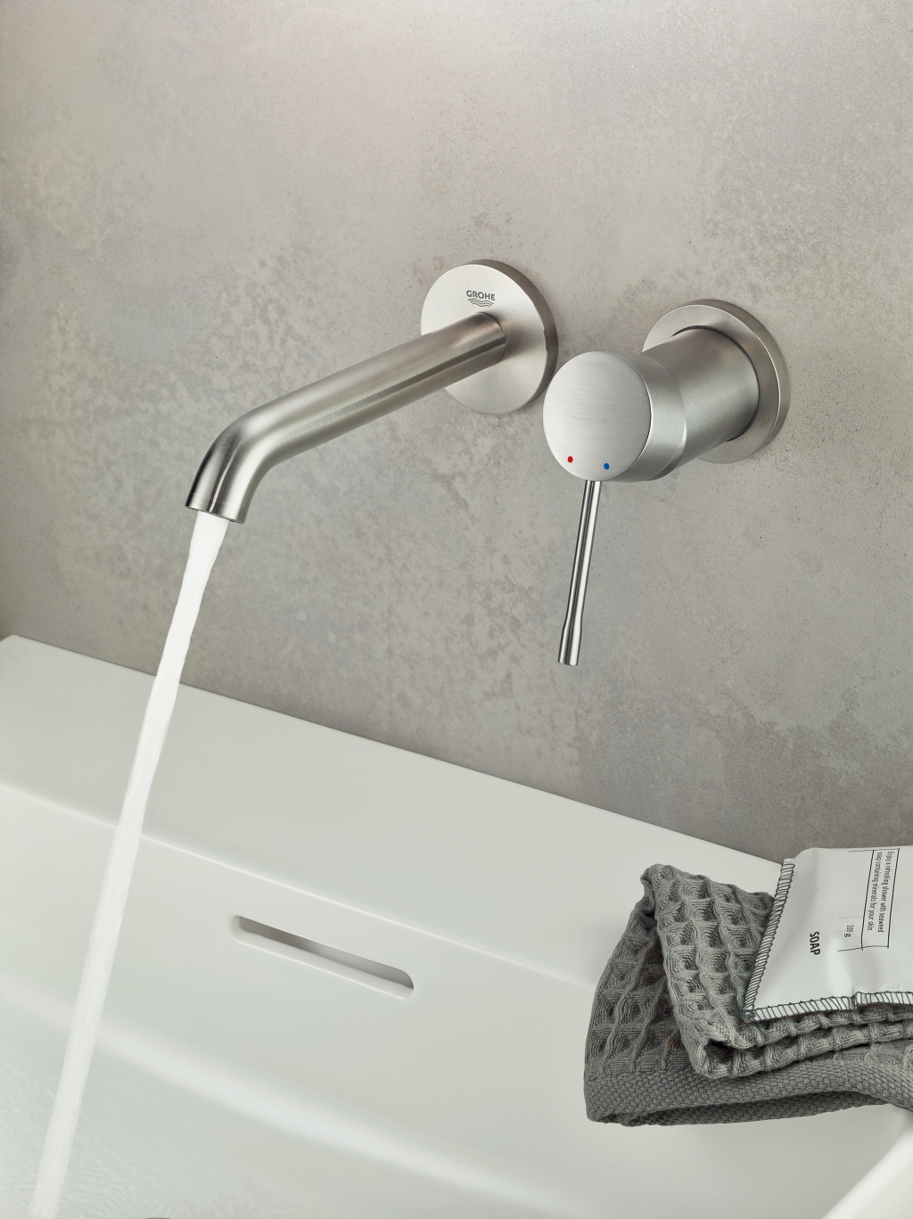 Vòi lavabo gắn tường nóng lạnh 2 lỗ Essence New Grohe 19408001 - 9