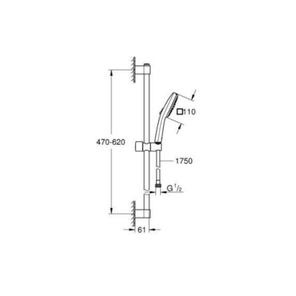 Bộ tay sen và thanh trượt sen 2 chế độ Tempesta Cube 110 GROHE 26748003