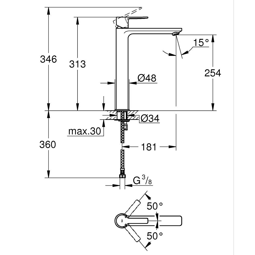 Vòi chậu nóng lạnh Lineare XL-size GROHE 23405001
