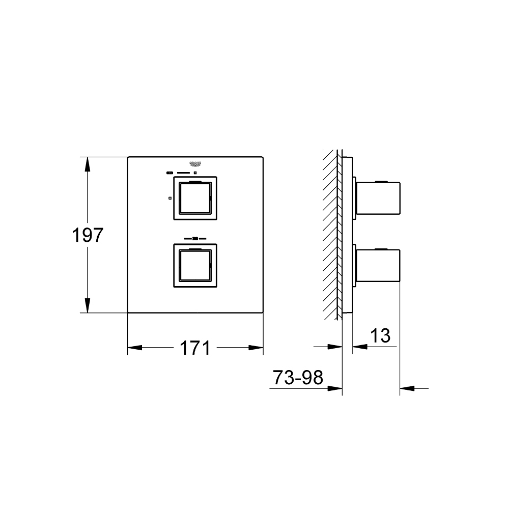 Van nhiệt độ kèm van khóa Grohtherm Cube GROHE 19959000 - 2