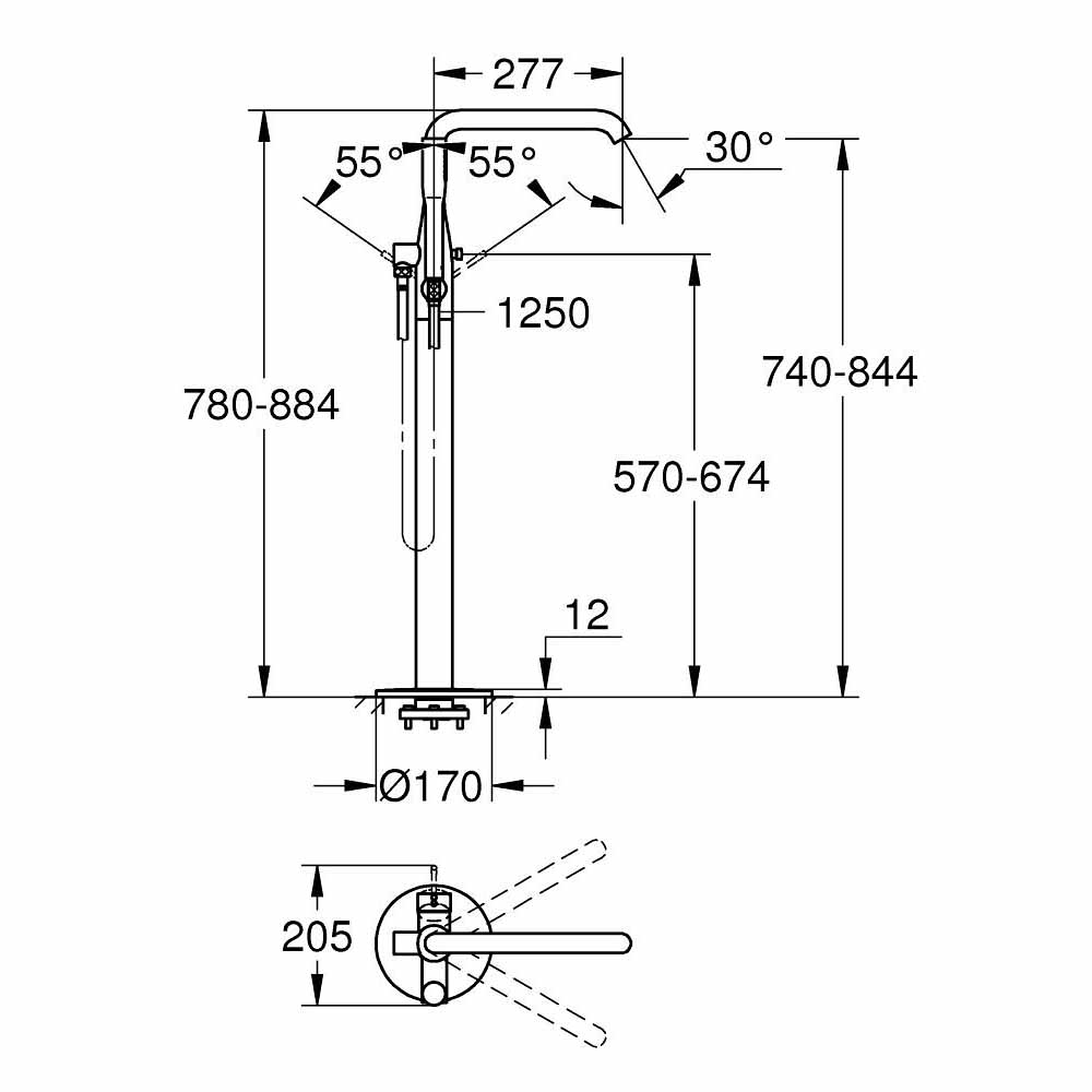 Vòi bồn tắm đặt sàn nóng lạnh Essence GROHE 23491001 - 17