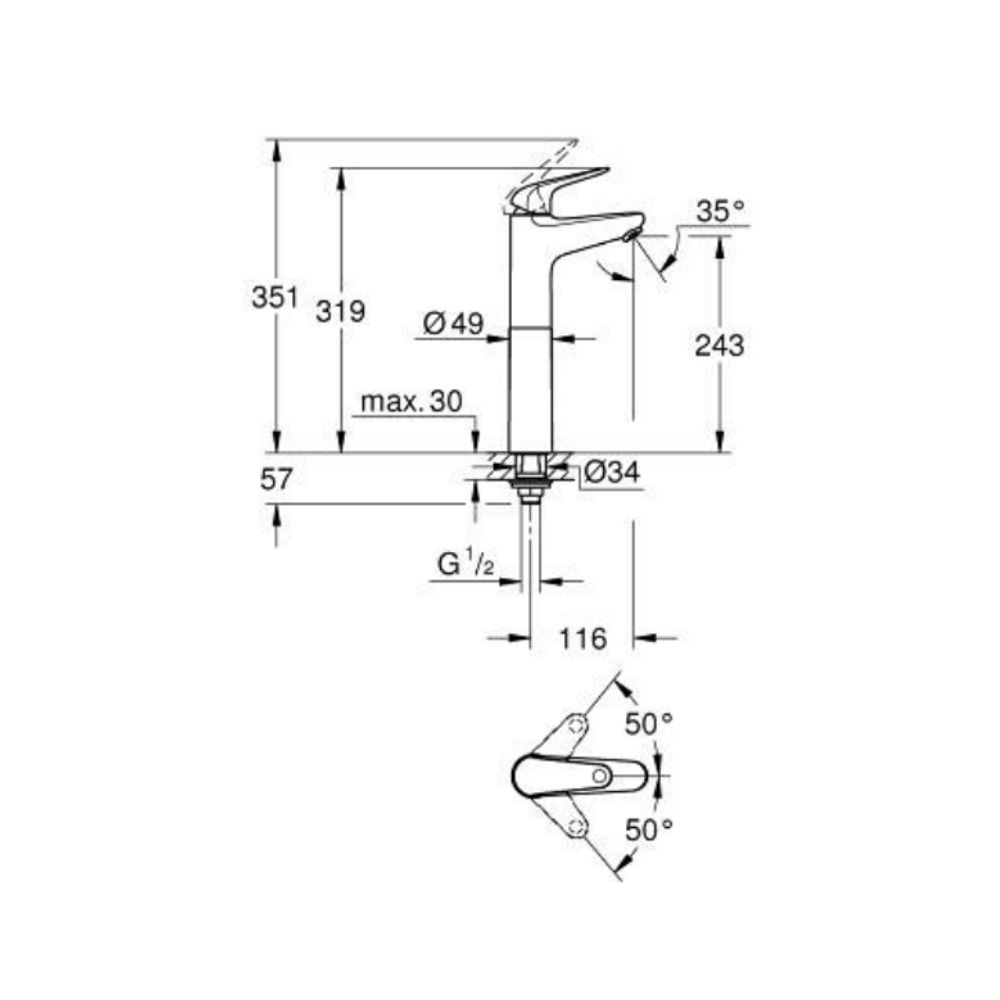 Vòi chậu lạnh EuroEco XL-size GROHE 24294001 - 2