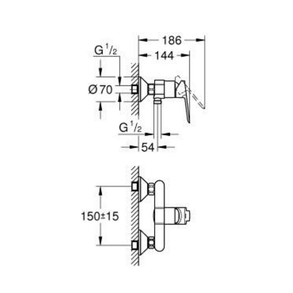 Củ sen tắm nóng lạnh BauEdge GROHE 23636000 - 2