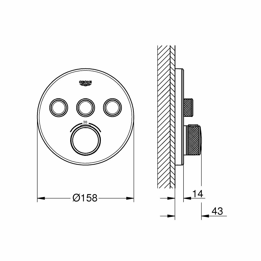 Van nhiệt độ kèm chuyển hướng 3 đường Grohtherm SmartControl GROHE 29904LS0