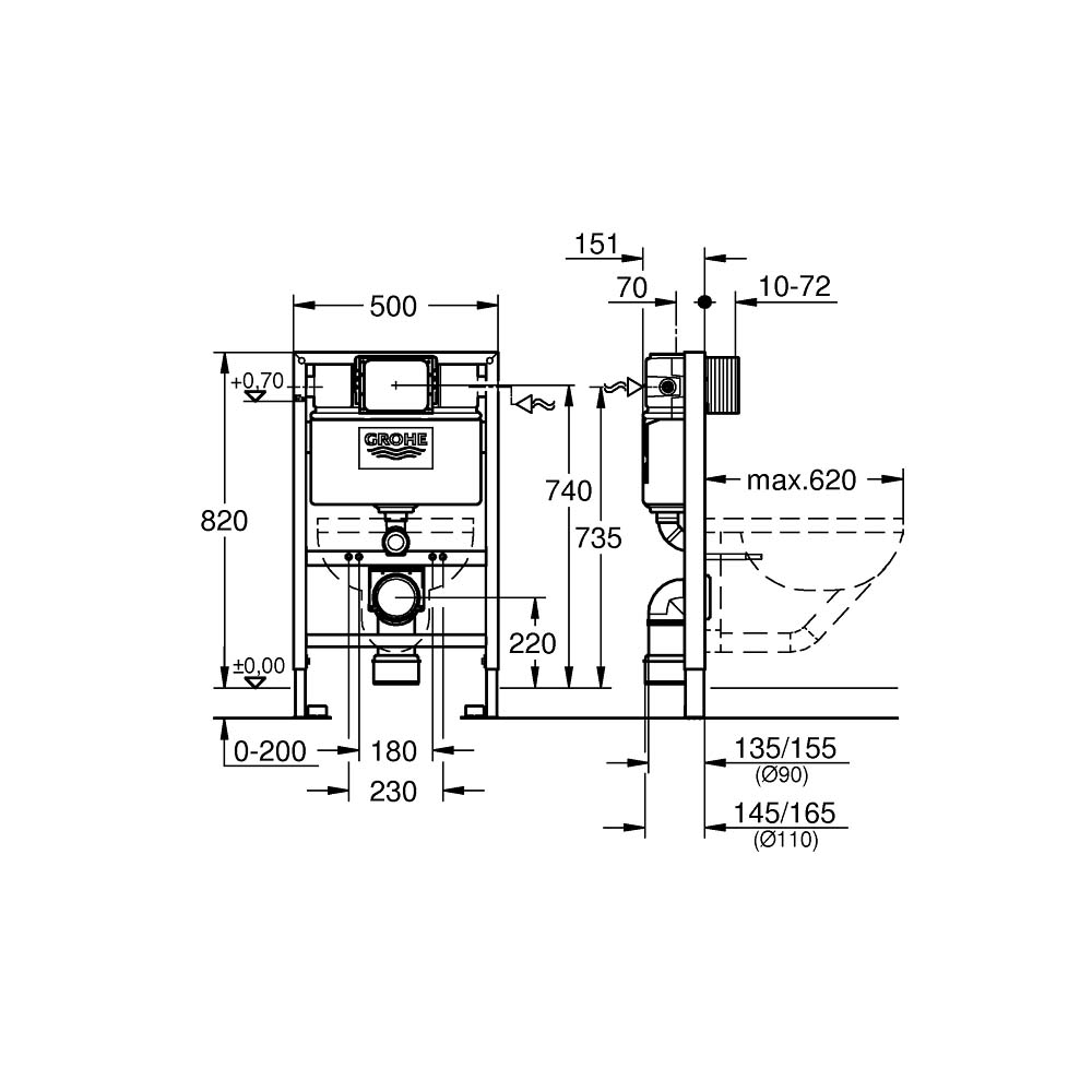 Két nước âm tường Rapid SL Element GROHE 38526000 - 2