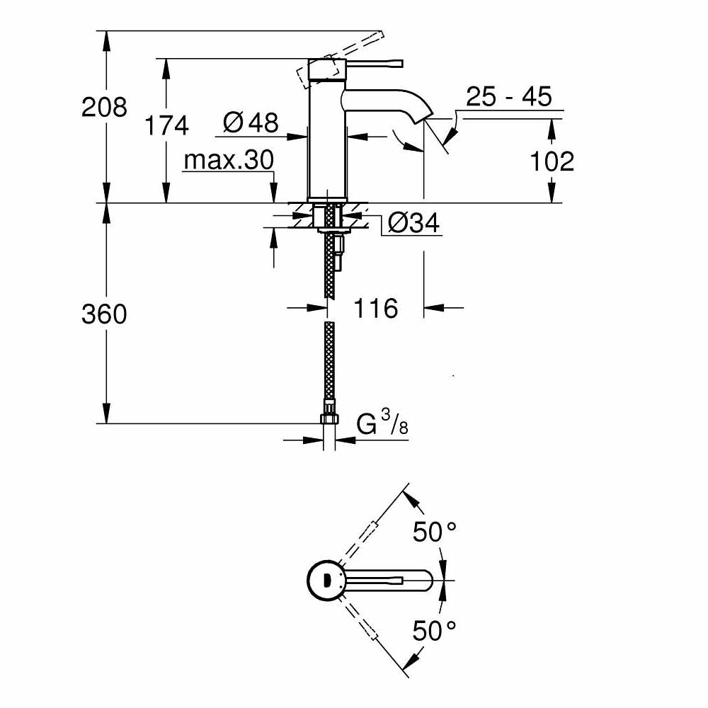 Vòi chậu nóng lạnh Essence GROHE 24172KF1