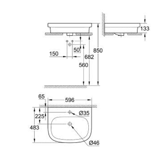 Chậu rửa mặt lavabo bán âm Eurosmart GROHE 39198000
