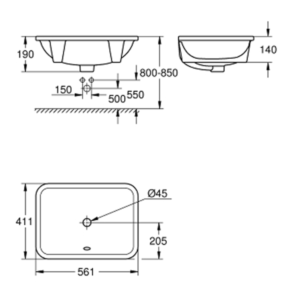 Chậu rửa mặt lavabo âm bàn GROHE 39317000 - 2