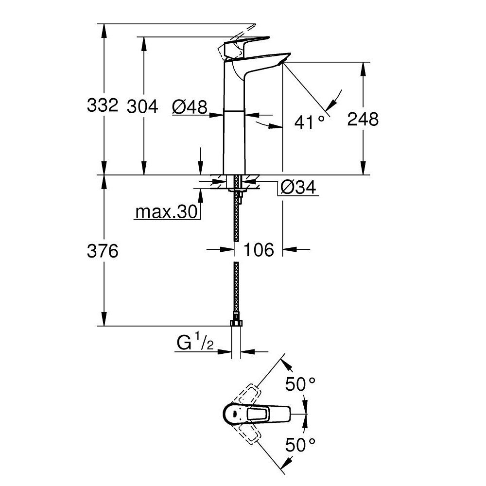 Vòi chậu nóng lạnh BauLoop GROHE 23890001
