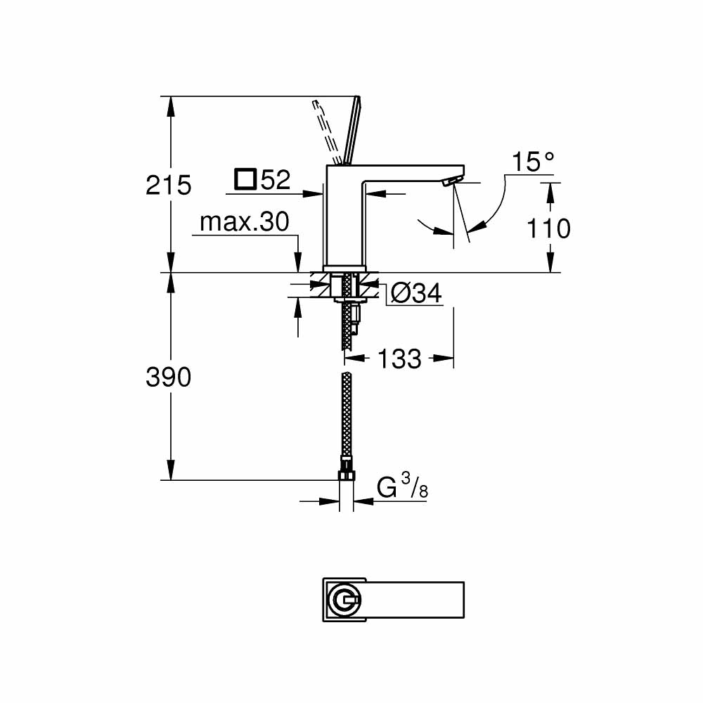 Vòi chậu nóng lạnh Eurocube Joy GROHE 23658000