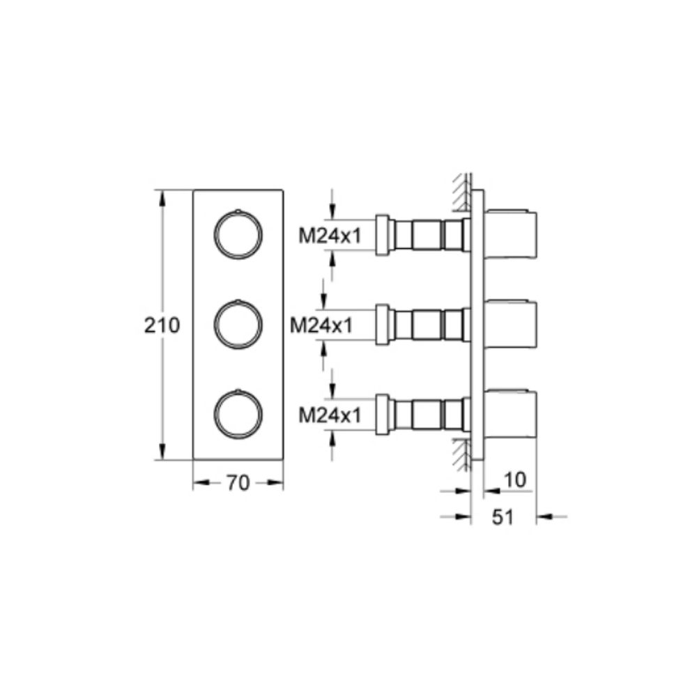 Mặt nạ bộ trộn âm Grohtherm F 3 chế độ GROHE 26880000 - 2