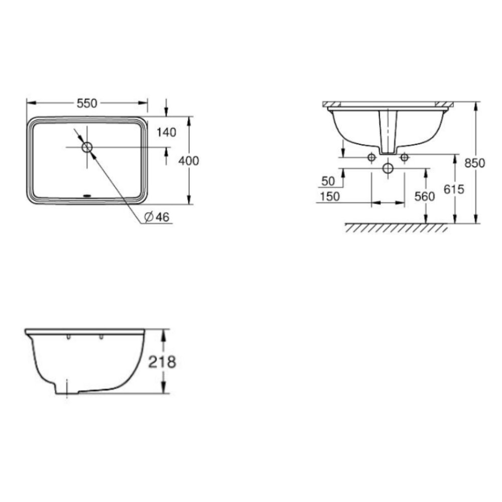 Chậu rửa mặt lavabo âm bàn Euro Ceramic GROHE 101012SH00