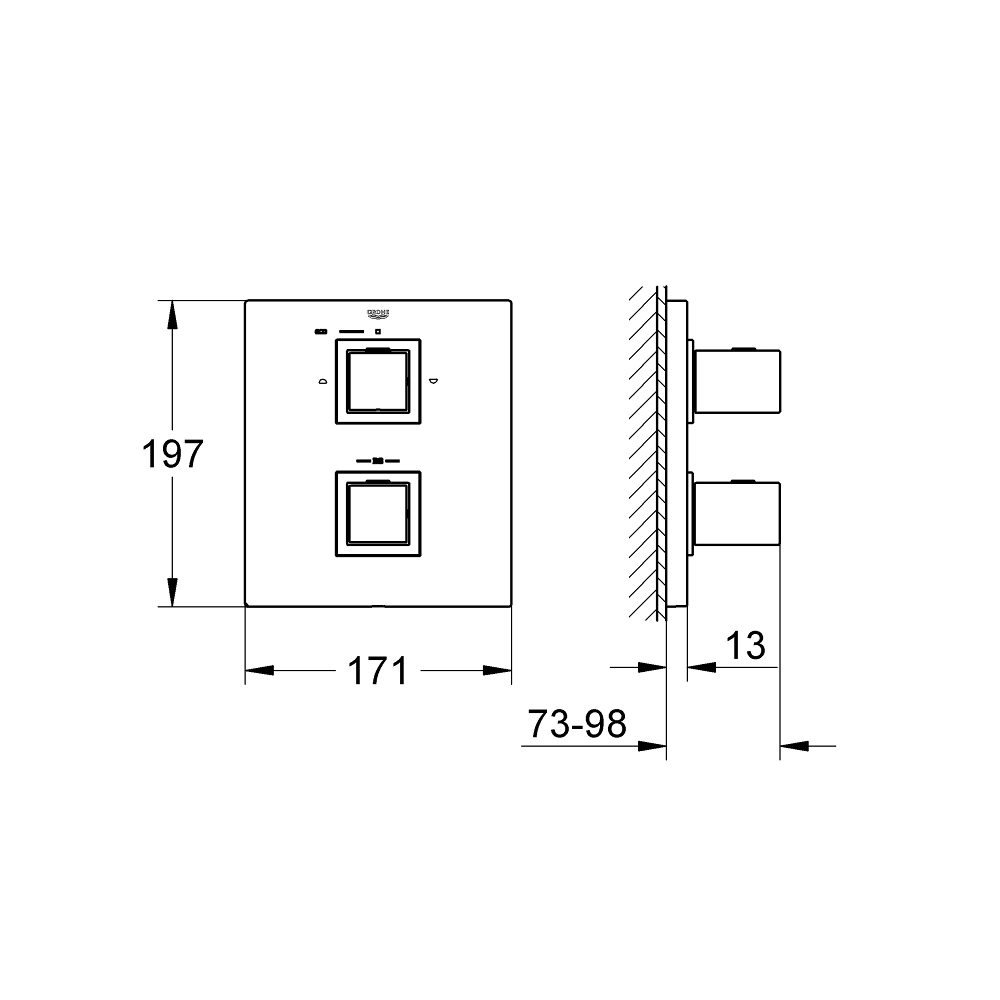 Van nhiệt độ kèm chuyển hướng 2 đường Grohtherm Cube GROHE 19958000 - 2