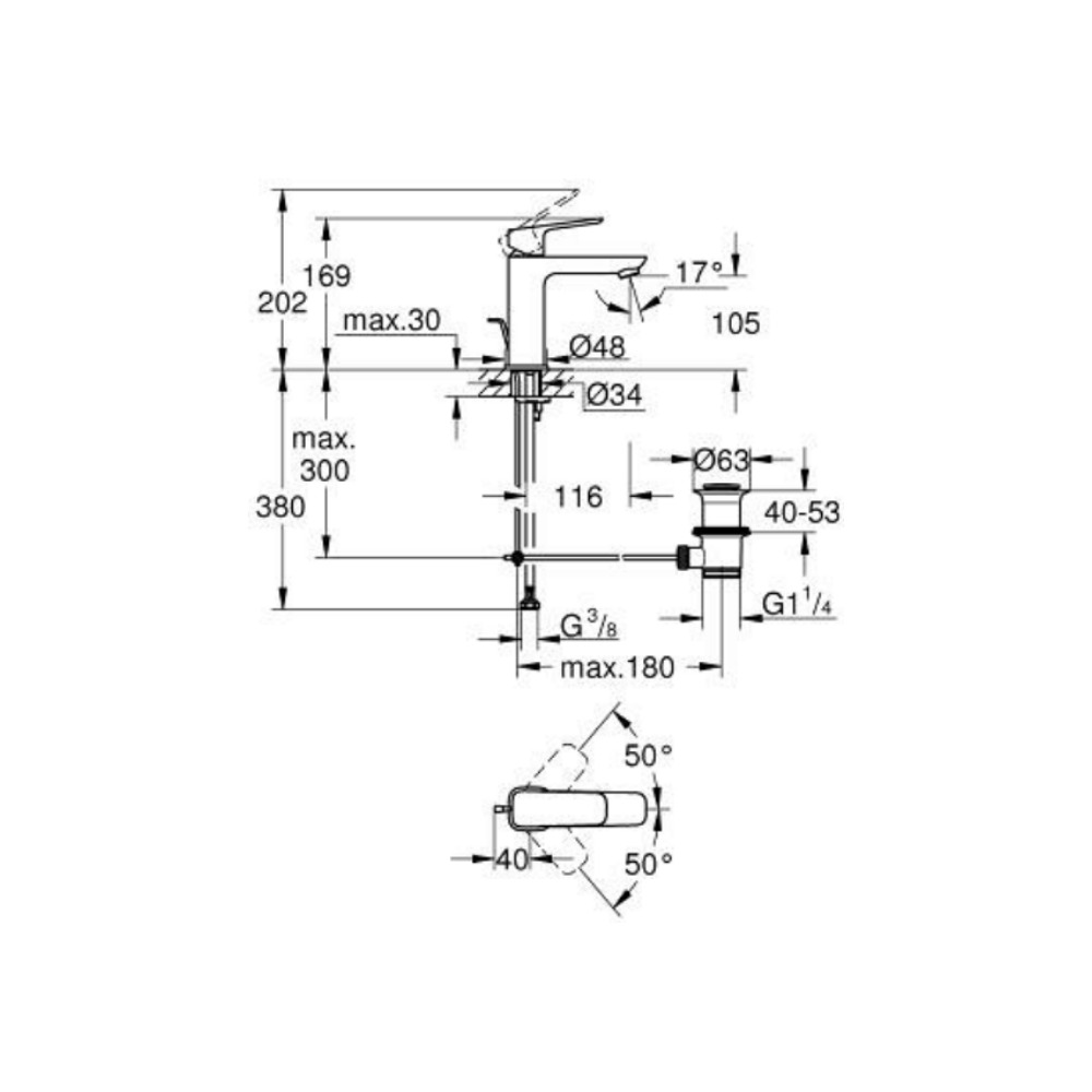 Vòi chậu nóng lạnh Cubeo M-size GROHE 1017490000