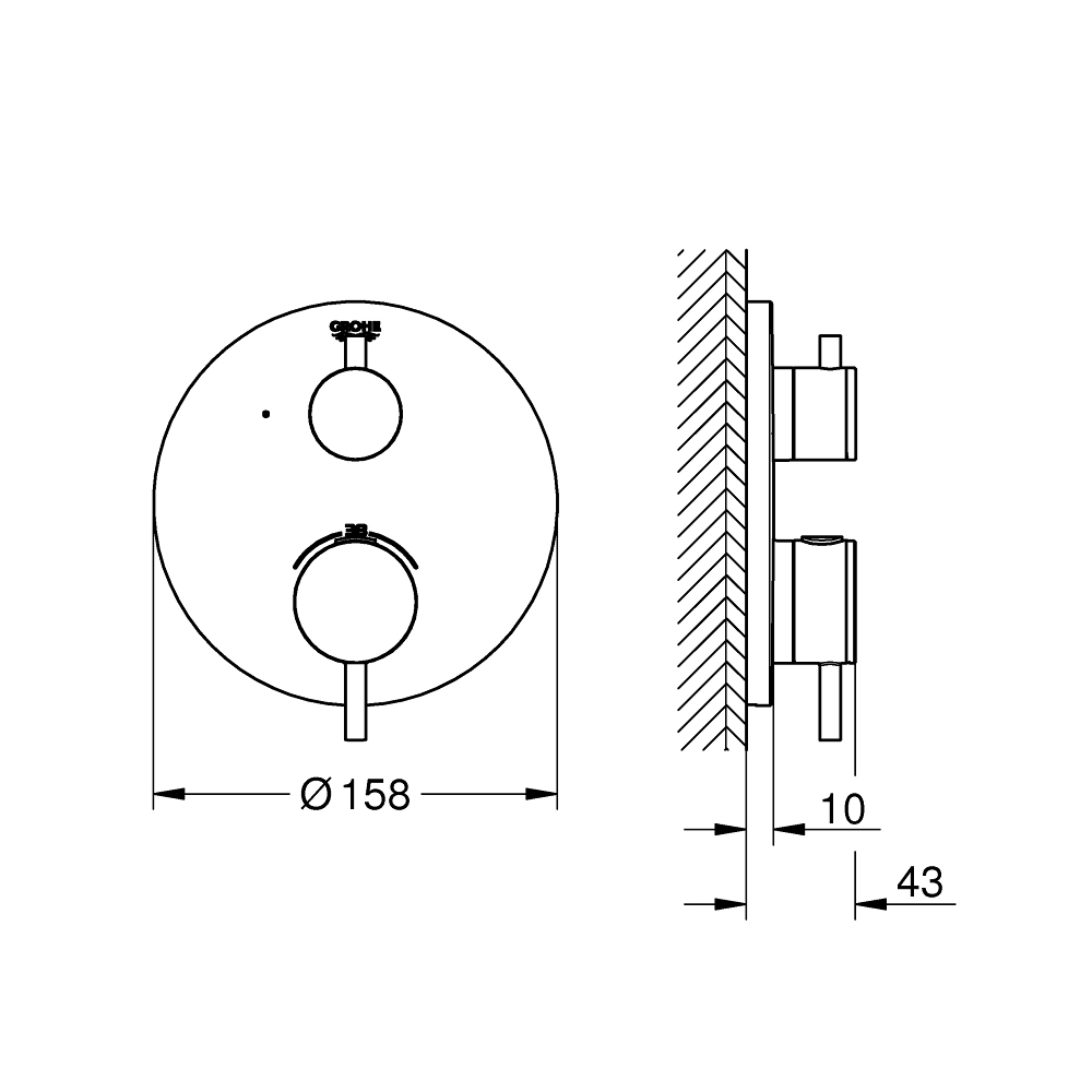 Van nhiệt độ kèm van khóa Atrio GROHE 24134003 - 3