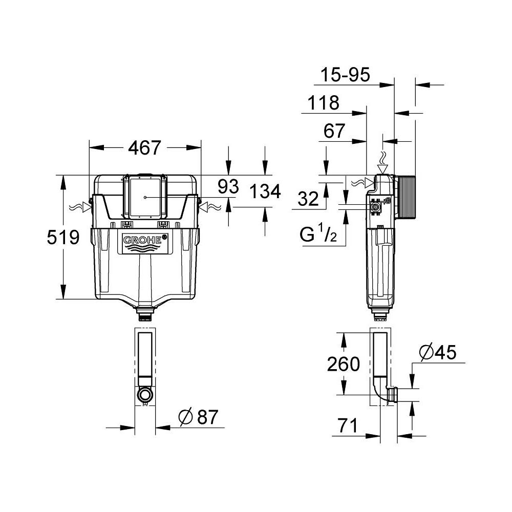 Két nước âm tường GROHE 38661000 - 2