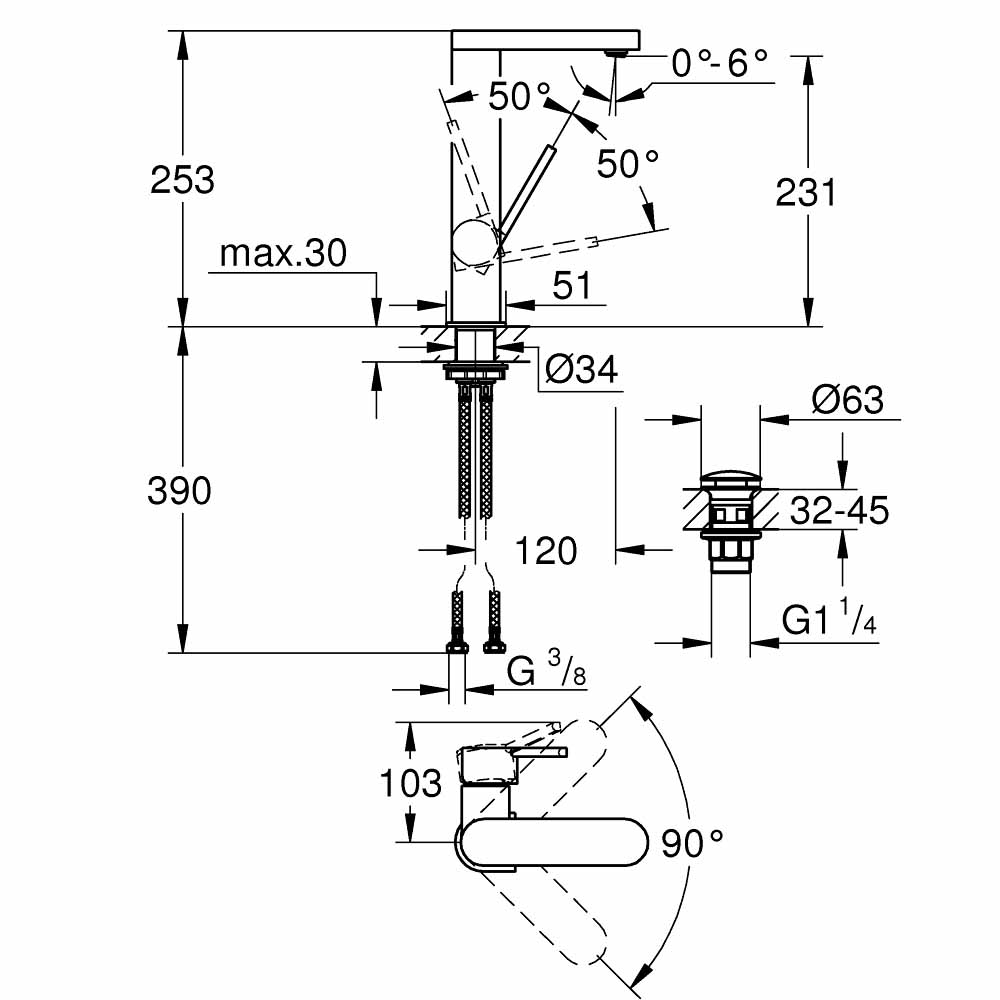 Vòi chậu nóng lạnh Plus GROHE 23873003 - 2