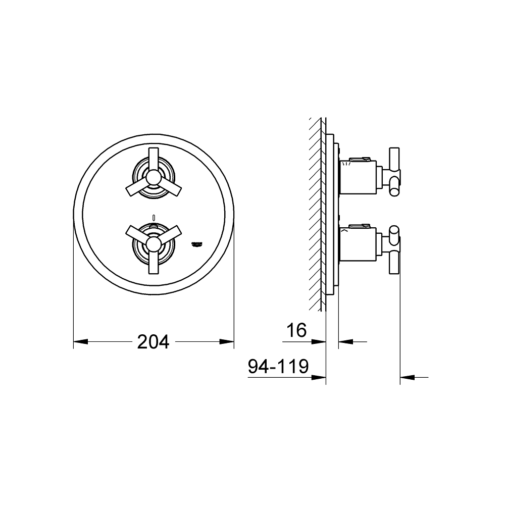Van nhiệt độ kèm chuyển hướng 2 đường Atrio GROHE 19395000 - 2